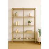 AVİBO HOME Elegra Gold Kitaplık Dekoratif Aksesuar Rafı Şeffaf Cam 100 cm