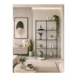AVİBO HOME Elegra Yeşil Şeffaf Cam Kitaplık Dekoratif Aksesuar Rafı Cam Raflı 100*30*165