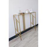 AVİBO HOME Estera Gold Dresuar Kahve Köşesi Modern Konsol 100 cm Şeffaf Cam