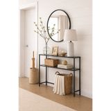 AVİBO HOME Linea Siyah Metal Füme Cam Dresuar Kahve Köşesi Modern Konsol 100*90*20 cm
