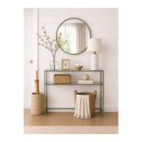 AVİBO HOME Linea Yeşil Metal Füme Cam Dresuar Kahve Köşesi Modern Konsol 100*90*20 cm