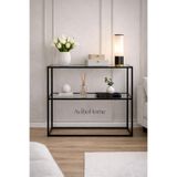 AVİBO HOME Pırlanta Siyah Metal Dresuar Kahve Köşesi Modern Konsol Füme Cam