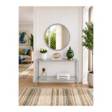 AVİBO HOME Santino Açık Gri Şeffaf Cam 80*20*85 Dar Alanlar İçin Dresuar Kahve Köşesi Modern Konsol