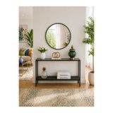 AVİBO HOME Santino Siyah Ahşap Füme Cam 80*20*85 Dar Alanlar İçin Dresuar Kahve Köşesi Modern Konsol