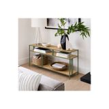 AVİBO HOME Urban Ahşap Raflı Metal Gövdeli Çok Amaçlı Konsol TV Ünitesi Kitaplık Dresuar Dekoratif Raf 140x40x75 cm