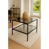 AVİBO HOME Valencia Siyah Yan Sehpa Dar Alanlar İçin Orta Sehpa 55"55"46 Füme Cam