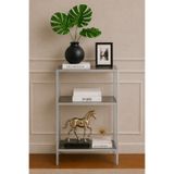 AVİBO HOME Vera Açık Gri Füme Cam Yan Sehpa Çiçeklik Dekoratif Aksesuar Rafı Çok Amaçlı Raf 90*40*30