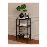 AVİBO HOME Vera Yan Sehpa Füme Cam Çiçeklik Dekoratif Aksesuar Rafı Çok Amaçlı Raf 90*40*30