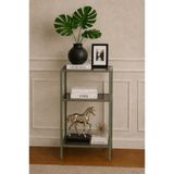 AVİBO HOME Vera Yeşil Füme Cam Yan Sehpa Çiçeklik Dekoratif Aksesuar Rafı Çok Amaçlı Raf 90*40*30
