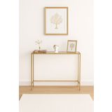 AVİBO HOME Zerura Gold Çerçeveli Cam Raflı Dresuar Modern İnce Tasarım "100*85*20