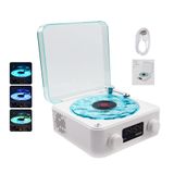 AVIF Ayarlanabilir Ortam Işıklarına Sahip Dalga Vinil Bluetooth Hoparlör, 4 Modlu Müzik Çalar, Zamanlı Vintage Kayıt Modeli Oyuncular, Oda Masası için Küçük Kayıt Çalar, Dalgalar Hoparlör (Beyaz)