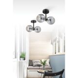 avimonaydınlatma ÇAKRA 2'Lİ FÜME GLOB CAMLI MODERN SİYAH PLAFONYER AVİZE