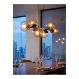 avimonaydınlatma CROSS 6'LI ESKİTME BAL RENGİ GLOB CAMLI MODERN SARKIT AVİZE OTURMA ODASI SALON