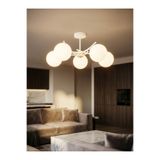 avimonaydınlatma FERMA 5'Lİ BEYAZ GLOP CAMLI MODERN PLAFONYER AVİZE Salon oturma odası Hol Yatak Odası
