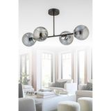 avimonaydınlatma HİRA 4'LÜ SİYAH FÜME GLOB CAMLI MODERN PLAFONYER SALON YEMEK MASASI ÜSTÜ AVİZE