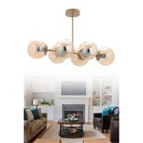 avimonaydınlatma HİRA 6'LI ESKİTME BAL RENGİ GLOB CAMLI PLAFONYER AVİZE Salon Yemek Masası Üstü