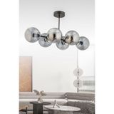 avimonaydınlatma Hira 6'lı Siyah Füme Glob Camlı Modern Plafonyer Salon Yemek Masası Üstü Avize