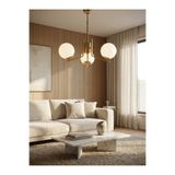 avimonaydınlatma ŞENNA 3'LÜ ESKİTME RENKTE BEYAZ GLOB CAMLI MODERN SARKIT AVİZE OTURMA ODASI SALON