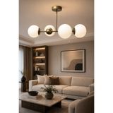 avimonaydınlatma SHİNE 4'LÜ BEYAZ GLOP CAMLIESKİTME RENK MODERN PLAFONYER SALON YEMEK MASASI ÜSTÜ AVİZE