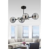 avimonaydınlatma SHİNE 4'LÜ SİYAH FÜME GLOB CAMLI MODERN PLAFONYER SALON YEMEK MASASI ÜSTÜ AVİZE