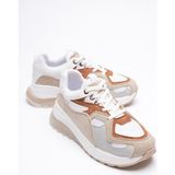 Avira Kadın Beyaz Taba Kalın Tabanlı Spor Ayakkabı Sneakers