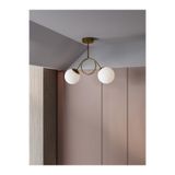 avizade ARVEN Modern Eskitme Metal Gövdeli 2'li Beyaz Cam Küre Avize | Yay Formlu Aydınlatma Avize Modeli metalikkasabeyazcam 35 x 35