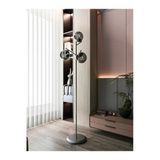 avizade AURA 3'lü Siyah Metal Füme Cam Küre Lambader - Metal Gövdeli Modern Yer Lambası