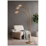 Avizade Auris Eskitme Metal Tasarım 3'Lü Füme Cam Küre Ark Lambader Modern Minimalist Kavisli Ayaklı Lambader E27 Duy Uyumlu Dekoratif Salon Köşe Okuma Lambası