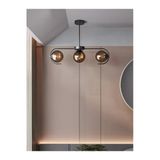Avizade Ayza Modern Siyah Metal Gövdeli 3’Lü Bal Cam Küre Avize | Aydınlatma Avize Modeli