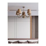 Avizade Deluna 5'Li Modern Krem Renk Konik Abajur Şapkalı Eskitme Metal Avize | Dekoratif Tavan Aydınlatma