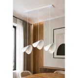 Avizade Eterna Beyaz Metal 3'lü Sıralı Sarkıt Avize – Modern Yemek Masası Avizesi - Yaprak Tasarımlı Modern Salon ve Mutfak Aydınlatması