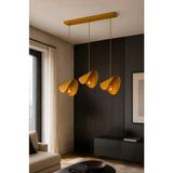 Avizade Eterna Eskitme Metal 3'lü Sıralı Sarkıt Avize – Modern Yemek Masası Avizesi - Yaprak Tasarımlı Modern Salon ve Mutfak Aydınlatması