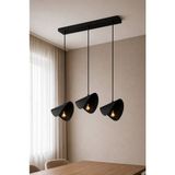 avizade ETERNA Siyah Metal 3'lü Sıralı Sarkıt Avize – Modern Yemek Masası Avizesi - Yaprak Tasarımlı Modern Salon ve Mutfak Aydınlatması