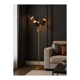 avizade FLORİNA Eskitme Metal Premium Tasarım 5 Başlıklı Kumaş Şapkalı Ayaklı Lambader Siyah Başlıklı Modern Dekoratif Zemin Lambası Salon Oturma Odası Yatak Odası Köşe Aydınlatma E27 Duy Uyumlu