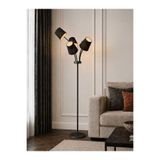 avizade FLORİNA Siyah Metal Premium Tasarım 5 Başlıklı Kumaş Şapkalı Ayaklı Lambader Siyah Başlıklı Modern Dekoratif Zemin Lambası Salon Oturma Odası Yatak Odası Köşe Aydınlatma E27 Duy Uyumlu