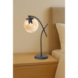 avizade GLOW Siyah Metal Tekli Bal Rengi Cam Küre Masa Lambası | Modern Dekoratif Aydınlatma Siyah-Bal 15 x 50