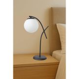 avizade GLOW Siyah Metal Tekli Beyaz Cam Küre Masa Lambası | Modern Dekoratif Aydınlatma Siyah-Beyaz 15 x 50