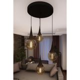 avizade LİORA 4'lü Modern Sarkıt Avize – Siyah Metal Gövde, Bal Cam Küre | Salon ve Oturma Odası Avizesi, Dekoratif Tavan Aydınlatma, E27 Duy Uyumlu