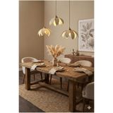 avizade Lotus Çiçeği Tasarımlı 3'lü Sarkıt Modern Avize - Eskitme Çerçeveli Kumaş Kaplama - E27 Duy Uyumlu Kremüçlüyatay 30 x 60