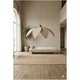 avizade Lotus Çiçeği Tasarımlı Modern Avize - Eskitme Çerçeveli Kumaş Kaplama - E27 Duy Uyumlu Beyaz 30 x 60