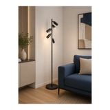 avizade LUMORA LAMBADER Modern Siyah Metal 5'li Hareketli Yönlendirilebilir Ayarlanabilir Spot Başlıklı Lambader LED GU10 Duy Uyumlu Dekoratif Salon Lambası Zemin Lambası Oturma Odası Köşe Aydınlatma