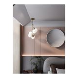 avizade LUNO Modern Eskitme Metal Gövdeli 5'li Beyaz Cam Küre Avize | Aydınlatma Avize Modeli Sarı-beyaz 35 x 35