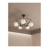avizade Lunor Cam Küre Başlıklı Modern 5'li Avize – Salon Ve Oturma Odası Için Siyah kasa beyaz cam 5li 98 x 60