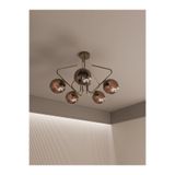 avizade Lunor Eskitme Metal Bal Cam Küre Başlıklı Modern 5'li Avize – Salon Ve Oturma Odası mutfak Için metalikkasabalcam 98 x 60