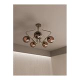 Avizade Lunor Eskitme Metal Bal Cam Küre Başlıklı Modern 5'Li Avize – Salon Ve Oturma Odası Mutfak Için
