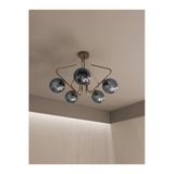Avizade Lunor Eskitme Metal Füme Cam Küre Başlıklı Modern 5'Li Avize – Salon Ve Oturma Odası Için