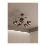 Avizade Lunor Siyah Metal Bal Cam Küre Başlıklı Modern 5'Li Avize – Salon Ve Oturma Odası Için