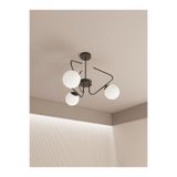 avizade Lunor Siyah Metal Beyaz Cam Küre Başlıklı Modern 3'lü Avize – Salon Ve Oturma Odası Için siyahkasabeyazcam 98 x 60