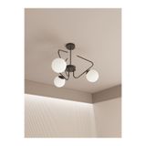 Avizade Lunor Siyah Metal Beyaz Cam Küre Başlıklı Modern 3'Lü Avize – Salon Ve Oturma Odası Için