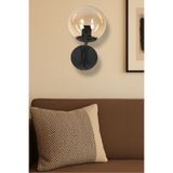 avizade MERLA Siyah Metal Tekli Bal Cam Pilli Aplik-Minimalist Duvar Lambası-Modern Duvar Aydınlatma